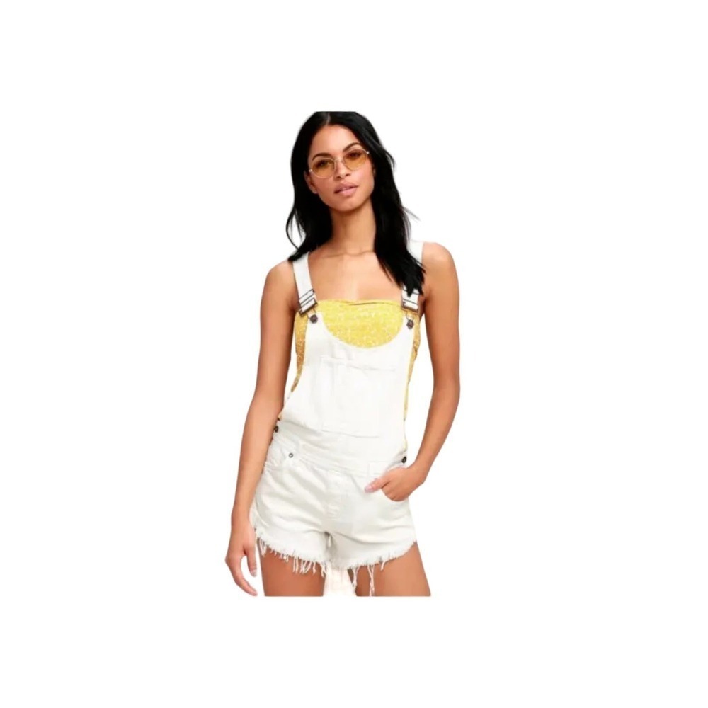 We the free- Free People Summer Babe Short Denim Dungarees Worn White
